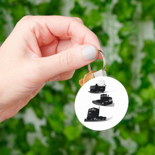 Porte-clés Rustic Trois Camions Noirs Conception Vintage Cami