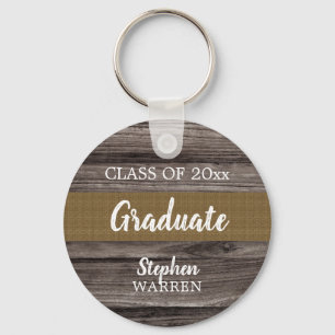 Porte-clés Rustic Wood Look Graduate Class de 2023   Nom