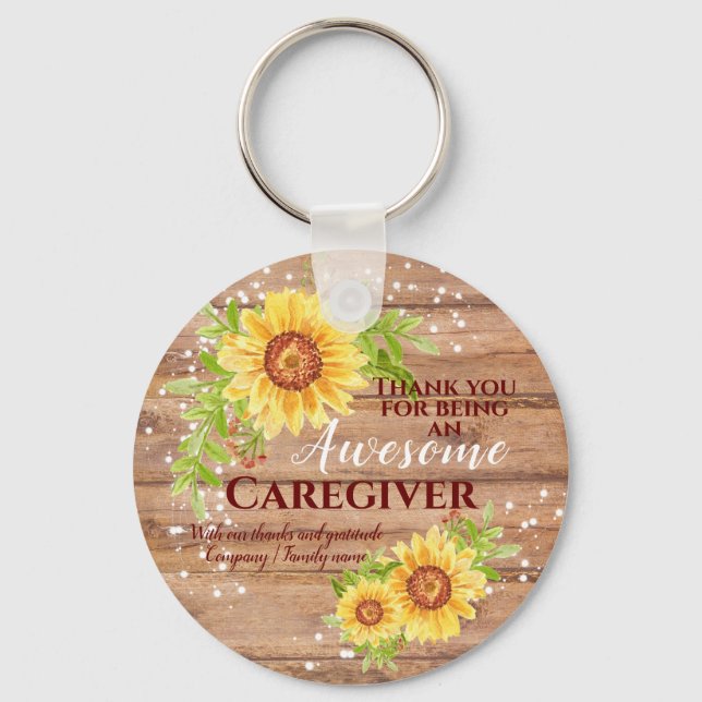 Porte-clés Rustique Awesome aideur floral tournesol (Recto)