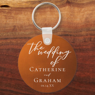 Porte-clés Rustique Burtic Orange Typographie Mariage d'autom