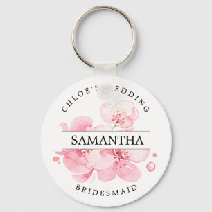 Porte-clés Rustique Chic Blush Rose Floral Personnalisé