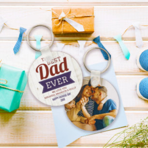 Porte-clés Rustique Meilleur papa Jamais Père`s Photo