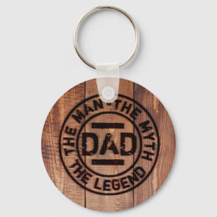 Porte-clés Rustique Papa L'Homme Mythe Légende Bois Pyrograph