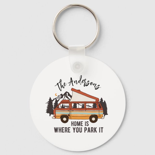 Porte-clés RV Camping Tent Trailer Home est l'endroit où vous (Recto)