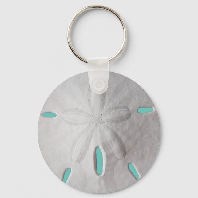 Porte-clés Sable dollar océan plage été turquoise blanc (Recto)