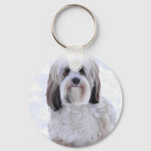 Porte-clés Sable et blanc de Terrier tibétain