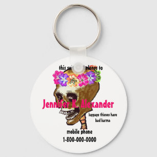 Porte-clés Sac à bagages crâne étiquette d'identification