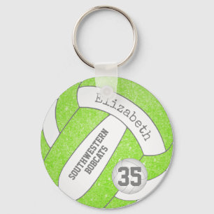 Porte-clés sac de volley-ball vert cime étiquette w nom de l'