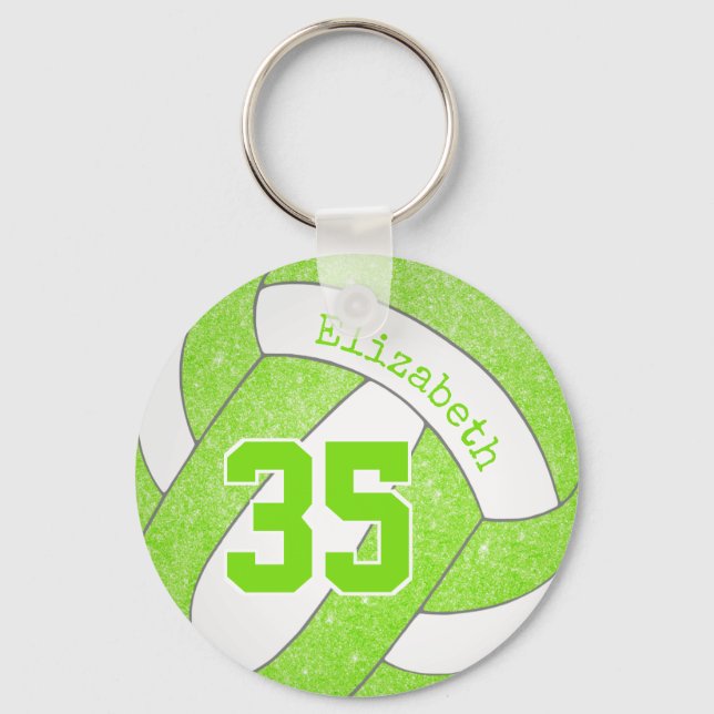Porte-clés sac de volleyball vert citron numéro de maillot (Recto)