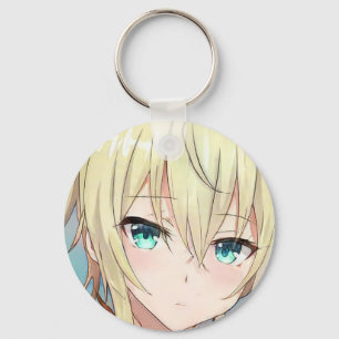 Porte-clés Sad blond girl green eyes anime manga