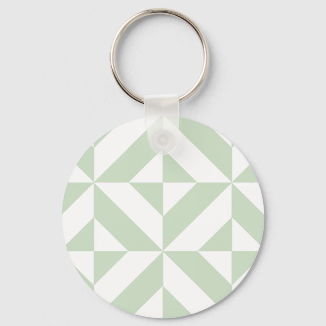Porte-clés Sage Green Geometric Deco Cube Pattern (Recto)