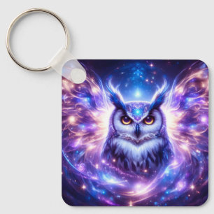 Porte-clés Sagesse Mystique Cosmique Hibou Spirituel Céleste