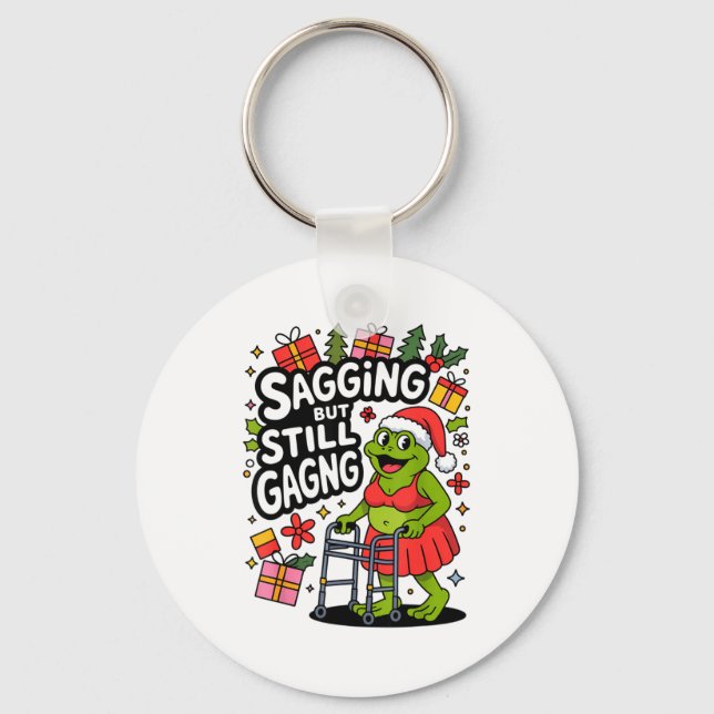 Porte-clés Sagging But Still Gagging Funny Christmas Frog Hol (Recto)