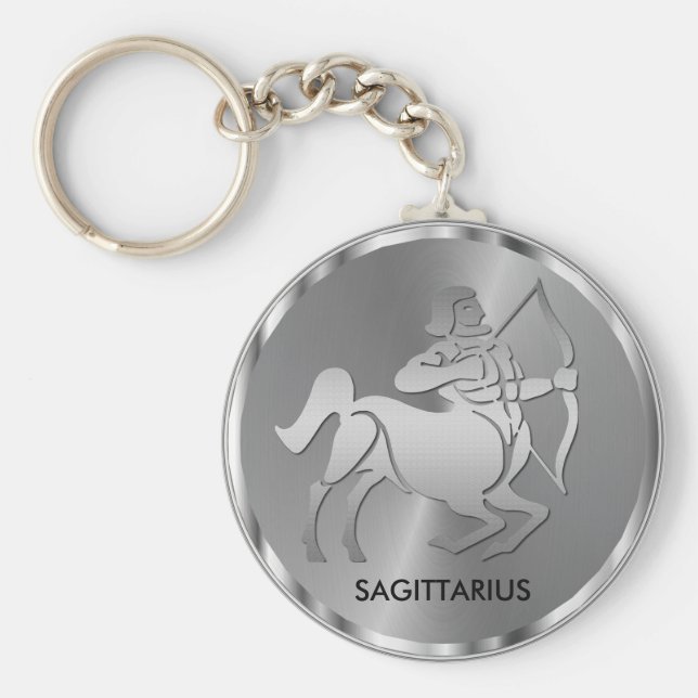 Porte-clés Sagittaire d'argent ♐ l'Archer - Signe zodiaque (Devant)
