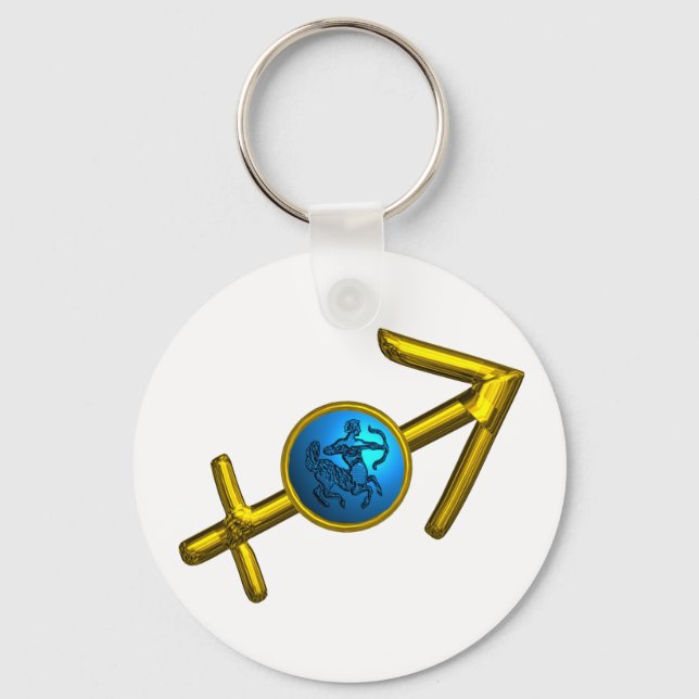 PORTE-CLÉS SAGITTARIUS, SIGNE D'ANNIVERSAIRE DE ZODIAC BLEU O (Recto)