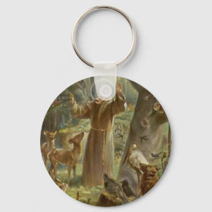 Porte-clés Saint François d'Assise Entouré d'animaux