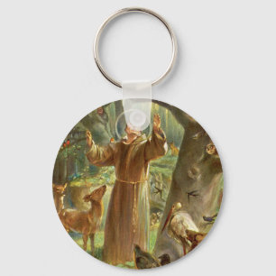 Porte-clés Saint François d'Assise prêchant aux animaux