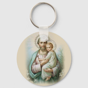 Porte-clés Saint Joseph Bébé Jésus Lily traditionnelle