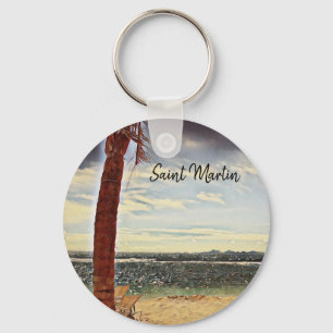 Porte-clés Saint Martin ST. Maarten Aquarelle Art