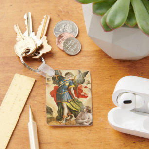 Porte-clés Saint Michel vainqueur de Lucifer vintage