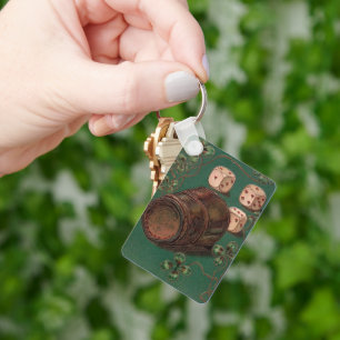 Porte-clés Saint-Patrick vintage, Chance Irlande dés