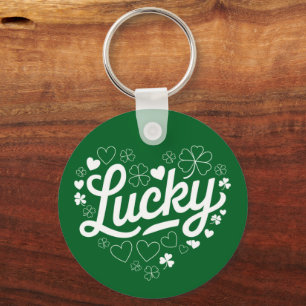 Porte-clés Saint Patrick's Day Heart Lucky Clover Shamrock