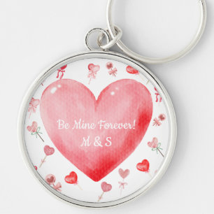 Porte-clés Saint-Valentin cœur aquarelle doux