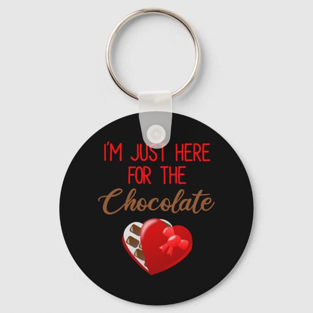 Porte-clés Saint Valentin Je suis juste ici pour le chocolat (Recto)