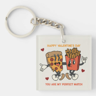 Porte-clés Saint-Valentin "Match de pizza et de pommes de ter