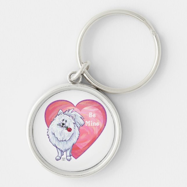 Porte-clés Saint Valentin Poméranie Blanche (Devant)