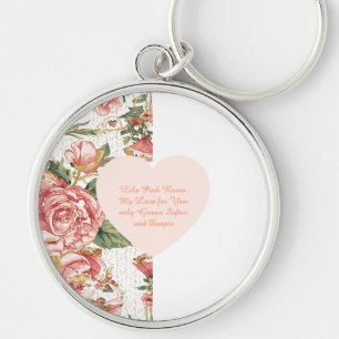 Porte-clés Saint-Valentin romantique avec papier de roses ado
