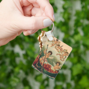 Porte-clés Saint Valentin vintage, Cherubs victoriens en bate