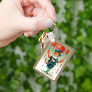 Porte-clés Saint-Valentin vintage, garçon victorien avec des 