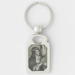 Porte-clés Sainte Catherine de Sienne Crucifixion Art Noir Fo