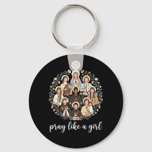 Porte-clés Saints catholiques prient comme une fille femmes c
