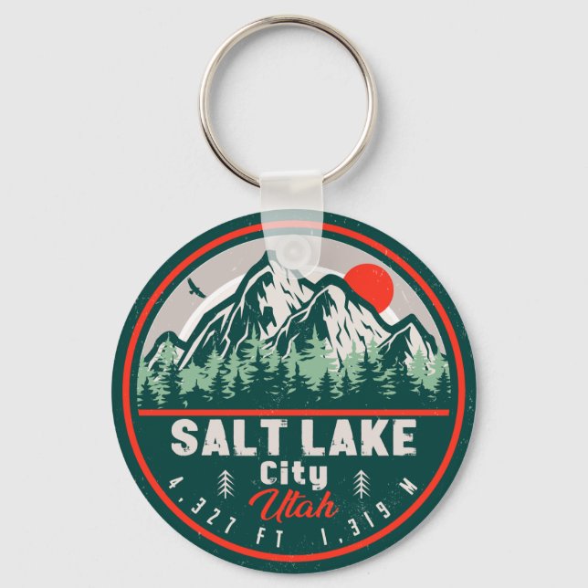Porte-clés Salt Lake City Utah Retro Sunset Souvenirs 60s (Recto)
