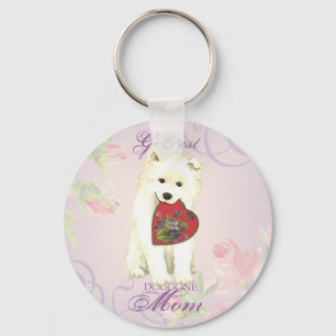 Porte-clés Samoyed Heart Mom