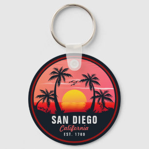Porte-clés San Diego California Retro Sunset Souvenirs 60s