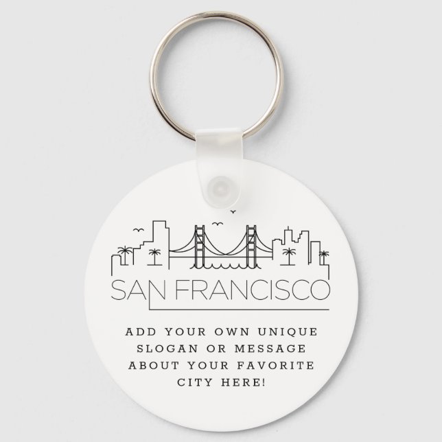 Porte-clés San Francisco Stylisé Skyline | Slogan personnalis (Recto)