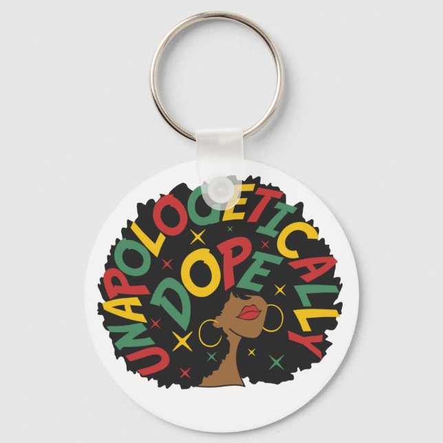 Porte-clés Sans excuses Dope Black Girl Afro (Recto)