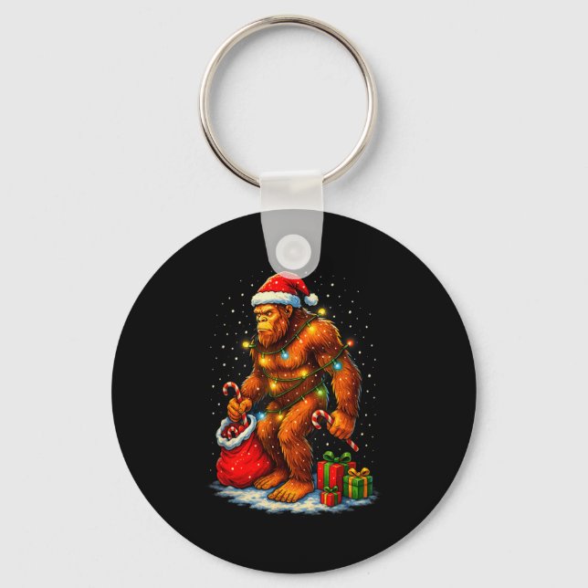 Porte-clés Santa Bigfoot Christmas Lights Funny Sasquatch  (Recto)