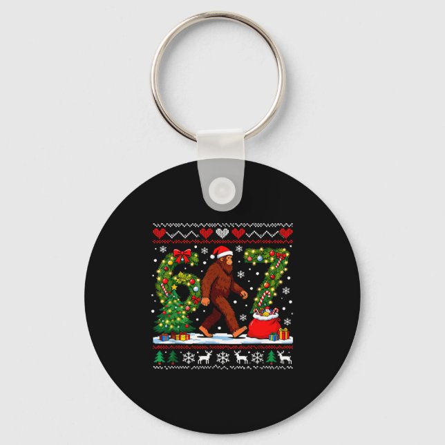 Porte-clés Santa Bigfoot Christmas Tree Funny Sasquatch 67  (Recto)