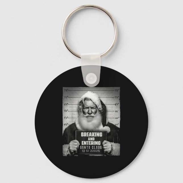 Porte-clés Santa Breaking Entering Mugshot Funny Christmas Ho (Recto)