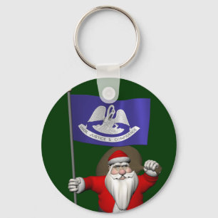 Porte-clés Santa Claus Avec L'Ensigne De Louisiane