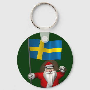Porte-clés Santa Claus With Ensign Of Sweden