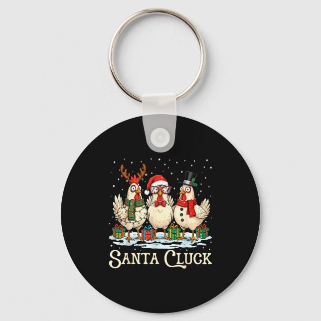 Porte-clés Santa Cluck Chicken Christmas Farm Animal Funny  (Recto)