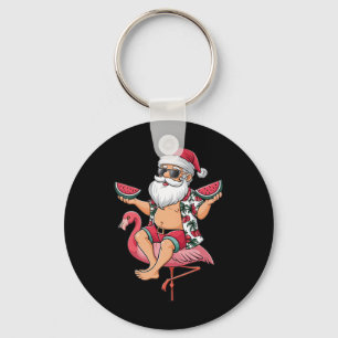 Porte-clés Santa Flamingo Floatie Noël en juillet Pastèque