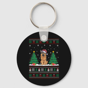 Porte-clés Santa Hat Berger Allemand Chien Xmas Arbre Lumière