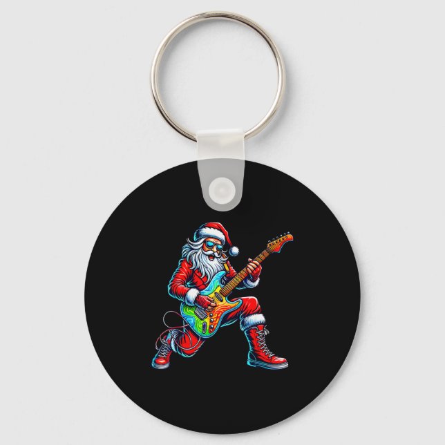 Porte-clés Santa Playing Guitar Musician Guitarist Christmas  (Recto)