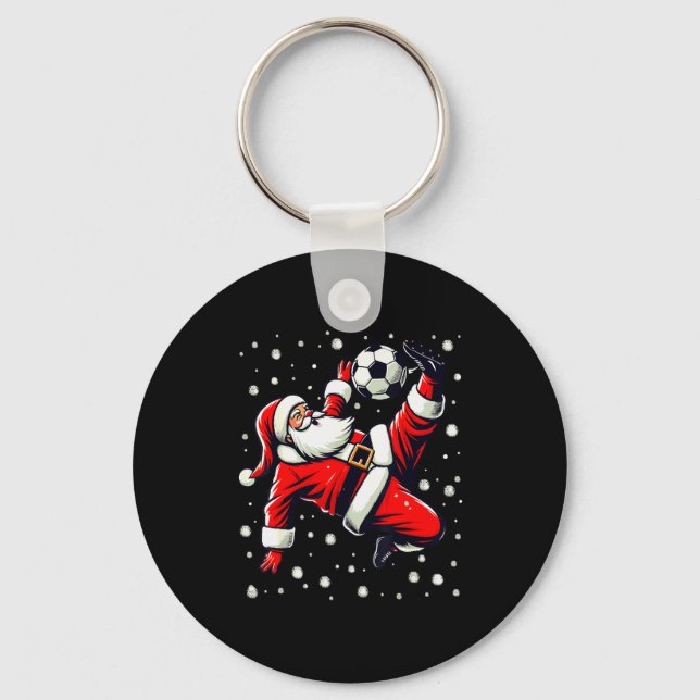 Porte-clés Santa Plays Soccer Bicycle Kick, Christmas Women M (Recto)